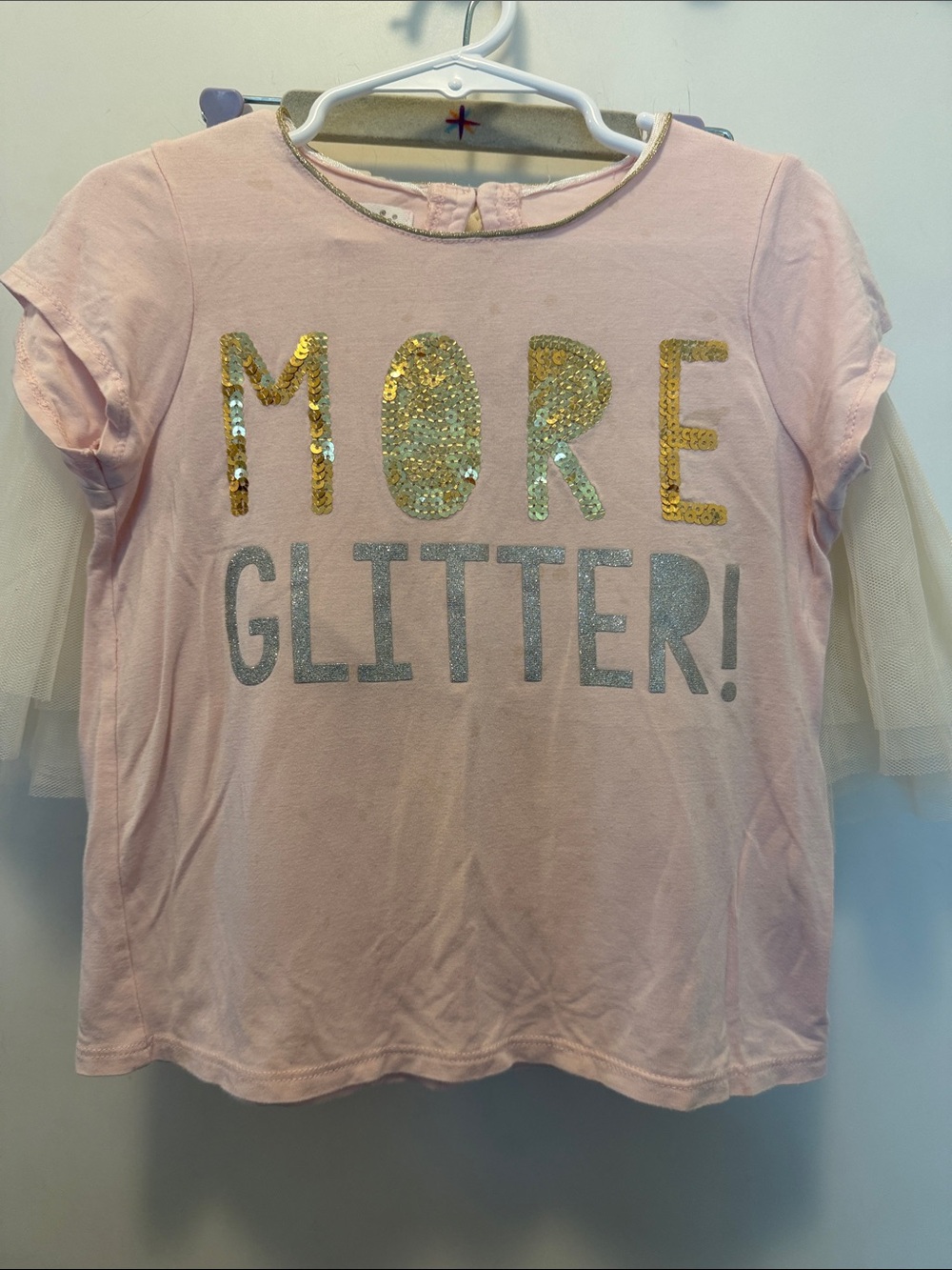 Kids Set Bamboo Pink 'More Glitter!' Top & Sequin Tulle Skirt